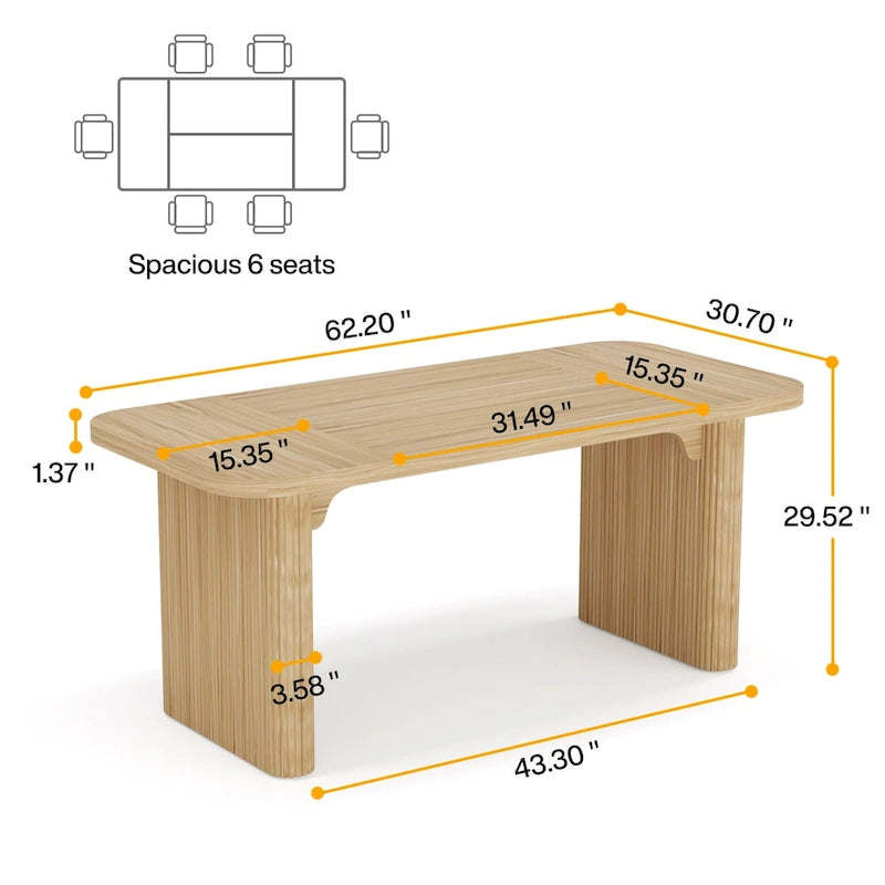 Bureau de direction 160 cm en bois composite naturel/marron avec étagère inférieure et patins – Simple