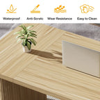 Bureau de direction 160 cm en bois composite naturel/marron avec étagère inférieure et patins – Simple