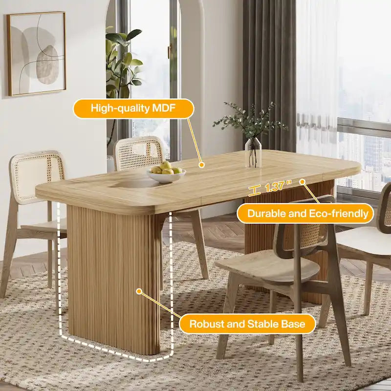 Bureau de direction 160 cm en bois composite naturel/marron avec étagère inférieure et patins – Simple
