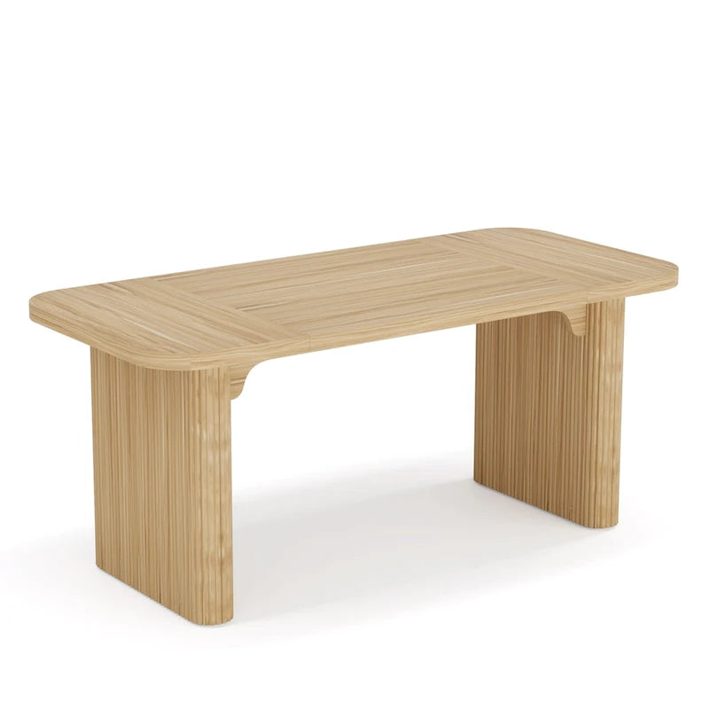 Bureau de direction 160 cm en bois composite naturel/marron avec étagère inférieure et patins – Simple