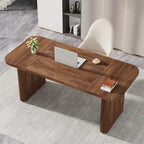Bureau de direction 160 cm en bois composite naturel/marron avec étagère inférieure et patins – Simple