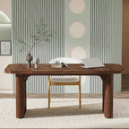 Bureau de direction 160 cm en bois composite naturel/marron avec étagère inférieure et patins – Simple