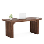 Bureau de direction 160 cm en bois composite naturel/marron avec étagère inférieure et patins – Simple