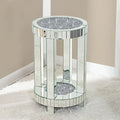Table d'appoint ronde miroir avec diamants écrasés argentés et base en MDF – Simple