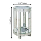 Table d'appoint ronde miroir avec diamants écrasés argentés et base en MDF – Simple