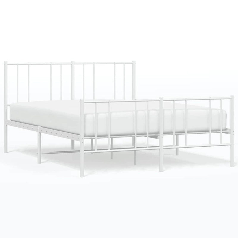 Cadre de lit plateforme en acier blanc avec tête de lit et rangement sous le lit – Grand lit, 2 personnes