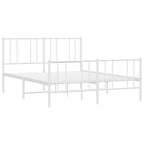 Cadre de lit plateforme en acier blanc avec tête de lit et rangement sous le lit – Grand lit, 2 personnes