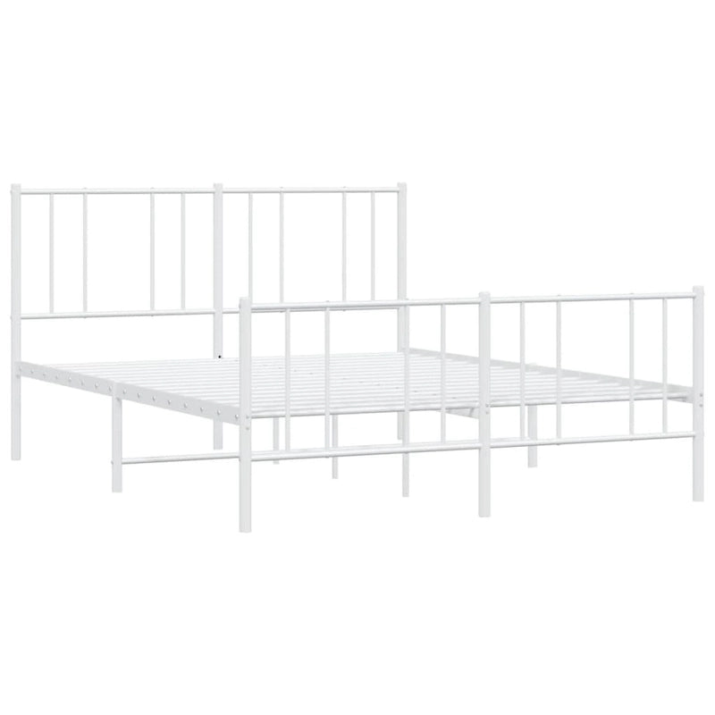 Cadre de lit plateforme en acier blanc avec tête de lit et rangement sous le lit – Grand lit, 2 personnes