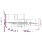 Cadre de lit plateforme en acier blanc avec tête de lit et rangement sous le lit – Grand lit, 2 personnes