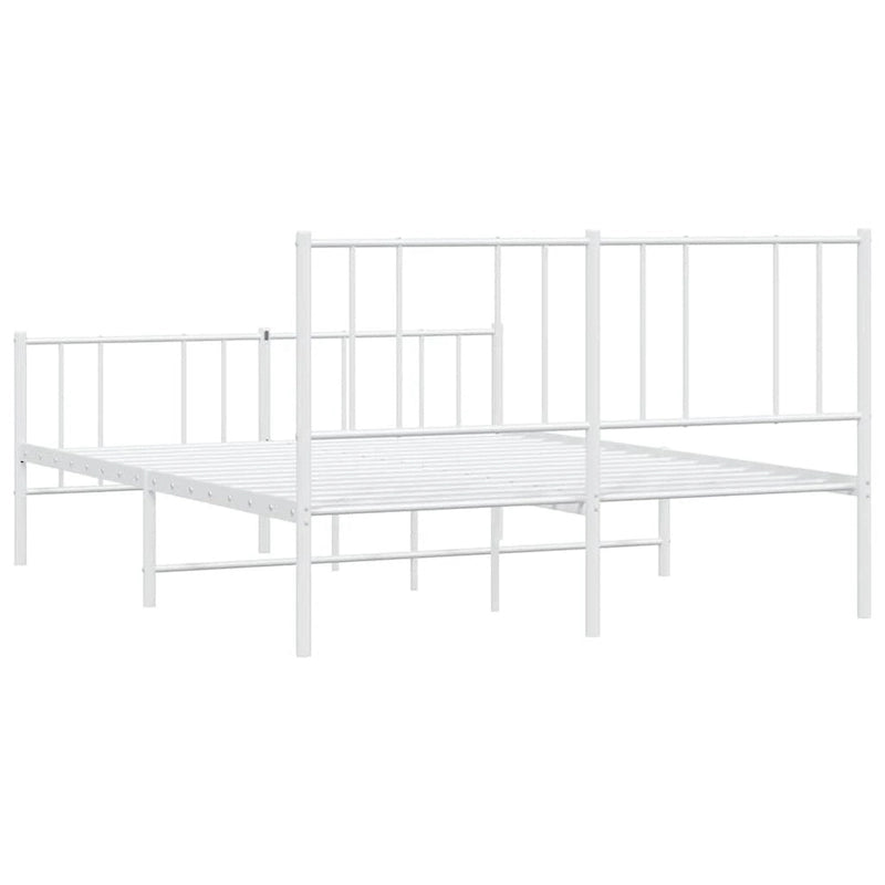 Cadre de lit plateforme en acier blanc avec tête de lit et rangement sous le lit – Grand lit, 2 personnes