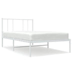 Cadre de lit plateforme en acier blanc avec tête de lit et rangement sous le lit – Grand lit, 2 personnes