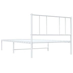 Cadre de lit plateforme en acier blanc avec tête de lit et rangement sous le lit – Grand lit, 2 personnes