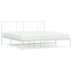 Cadre de lit plateforme en acier blanc avec tête de lit et rangement sous le lit – Grand lit, 2 personnes