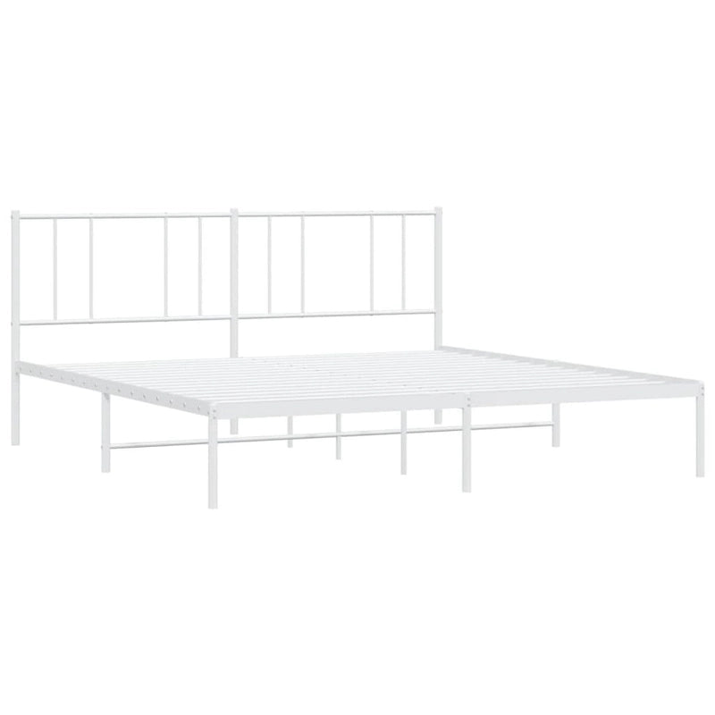 Cadre de lit plateforme en acier blanc avec tête de lit et rangement sous le lit – Grand lit, 2 personnes