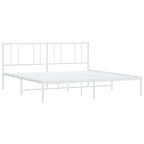 Cadre de lit plateforme en acier blanc avec tête de lit et rangement sous le lit – Grand lit, 2 personnes