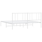 Cadre de lit plateforme en acier blanc avec tête de lit et rangement sous le lit – Grand lit, 2 personnes