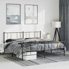 Cadre de lit plateforme en acier blanc avec tête de lit et rangement sous le lit – Grand lit, 2 personnes