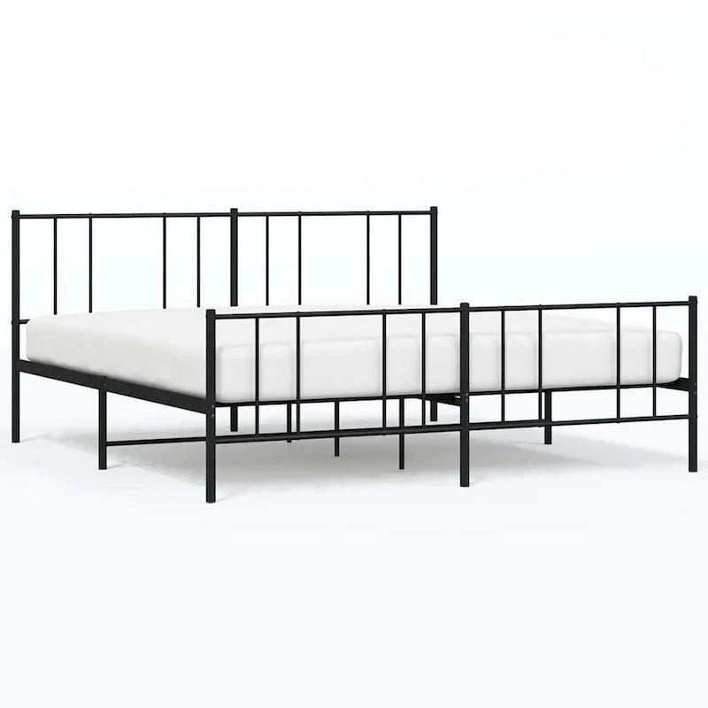 Cadre de lit plateforme en acier blanc avec tête de lit et rangement sous le lit – Grand lit, 2 personnes