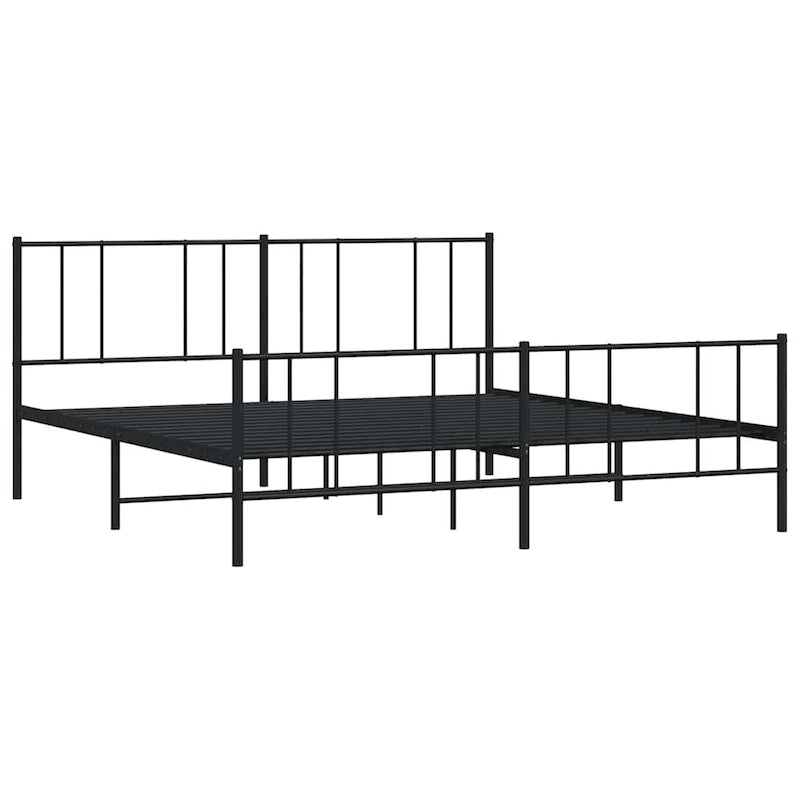 Cadre de lit plateforme en acier blanc avec tête de lit et rangement sous le lit – Grand lit, 2 personnes