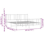 Cadre de lit plateforme en acier blanc avec tête de lit et rangement sous le lit – Grand lit, 2 personnes