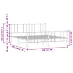 Cadre de lit plateforme en acier blanc avec tête de lit et rangement sous le lit – Grand lit, 2 personnes