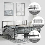 Cadre de lit plateforme en acier blanc avec tête de lit et rangement sous le lit – Grand lit, 2 personnes