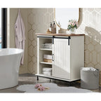 Meuble de rangement simple avec porte coulissante de style grange en MDF blanc antique et étagère réglable – 70 po