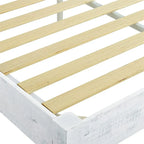 Cadre de lit plateforme rustique King en pin massif blanchi avec 12 lattes – 2 personnes