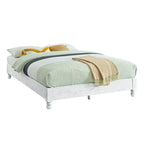 Cadre de lit plateforme rustique King en pin massif blanchi avec 12 lattes – 2 personnes
