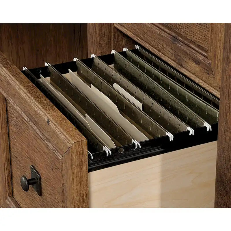 Bureau d'ordinateur en chêne vintage / chêne fendu / cerisier sélectionné / chêne éolien avec tiroir pour clavier, 2 tiroirs et tiroir classeur – Simple
