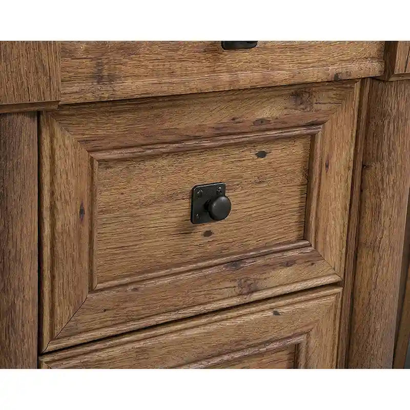 Bureau d'ordinateur en chêne vintage / chêne fendu / cerisier sélectionné / chêne éolien avec tiroir pour clavier, 2 tiroirs et tiroir classeur – Simple