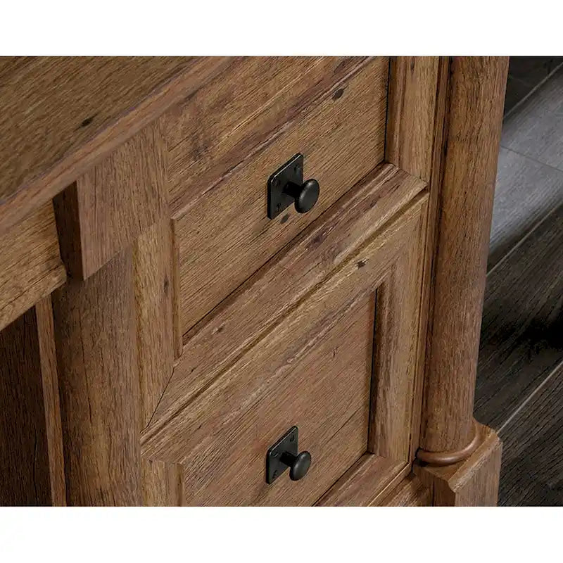 Bureau d'ordinateur en chêne vintage / chêne fendu / cerisier sélectionné / chêne éolien avec tiroir pour clavier, 2 tiroirs et tiroir classeur – Simple