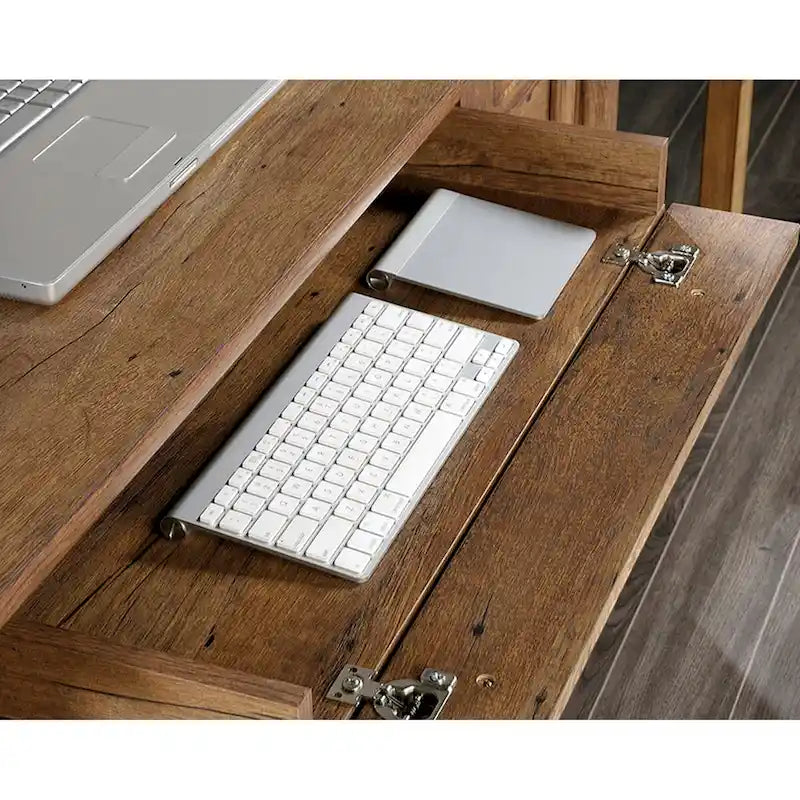 Bureau d'ordinateur en chêne vintage / chêne fendu / cerisier sélectionné / chêne éolien avec tiroir pour clavier, 2 tiroirs et tiroir classeur – Simple