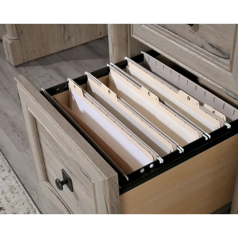 Bureau d'ordinateur en chêne vintage / chêne fendu / cerisier sélectionné / chêne éolien avec tiroir pour clavier, 2 tiroirs et tiroir classeur – Simple