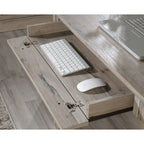 Bureau d'ordinateur en chêne vintage / chêne fendu / cerisier sélectionné / chêne éolien avec tiroir pour clavier, 2 tiroirs et tiroir classeur – Simple