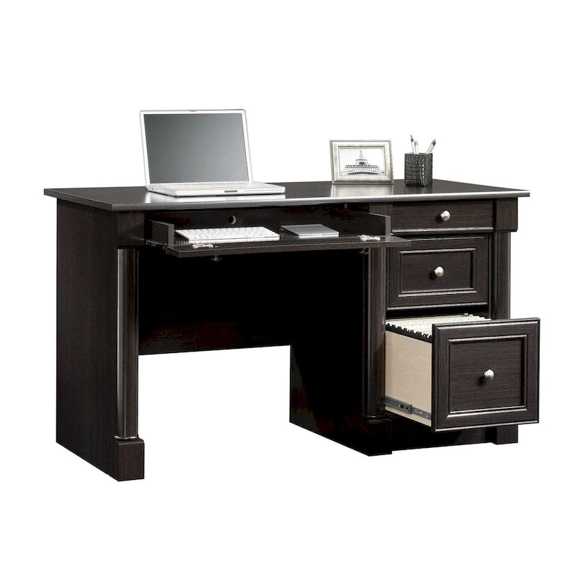 Bureau d'ordinateur en chêne vintage / chêne fendu / cerisier sélectionné / chêne éolien avec tiroir pour clavier, 2 tiroirs et tiroir classeur – Simple