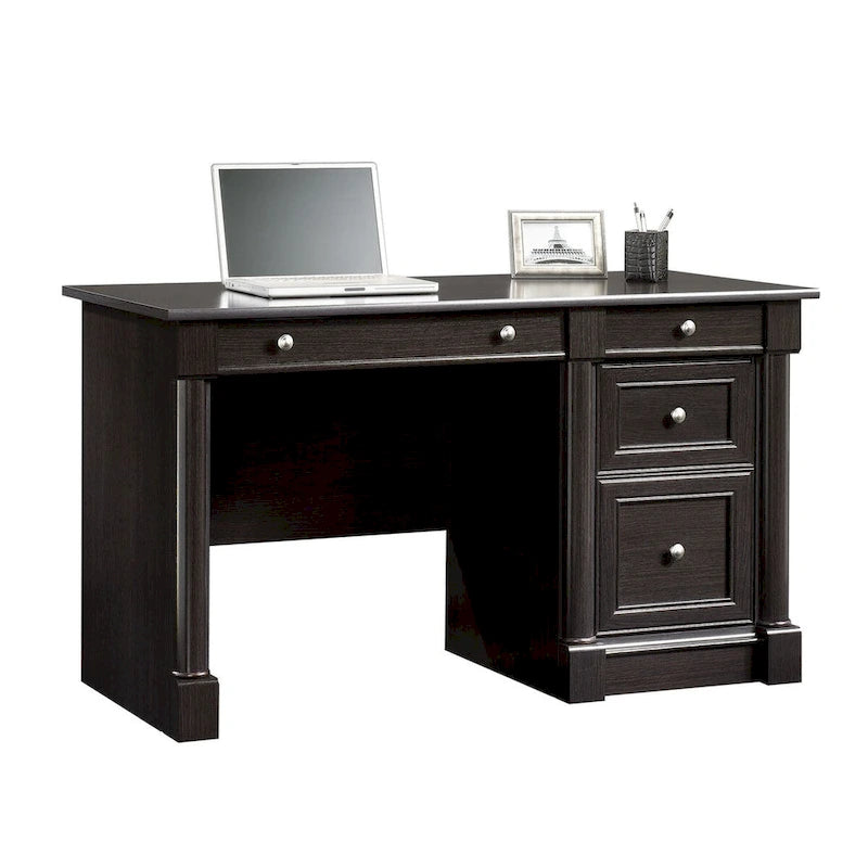 Bureau d'ordinateur en chêne vintage / chêne fendu / cerisier sélectionné / chêne éolien avec tiroir pour clavier, 2 tiroirs et tiroir classeur – Simple