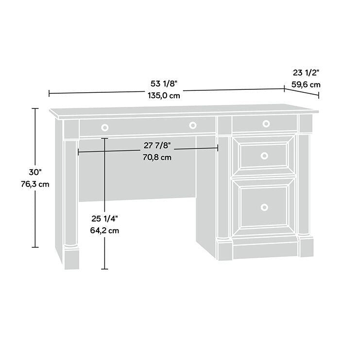 Bureau d'ordinateur en chêne vintage / chêne fendu / cerisier sélectionné / chêne éolien avec tiroir pour clavier, 2 tiroirs et tiroir classeur – Simple