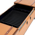 Table basse Malle de voyage en Cognac / Marron / Noir / Crème / Beige avec couvercle coulissant, casier à vin et roulettes