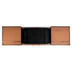 Table basse Malle de voyage en Cognac / Marron / Noir / Crème / Beige avec couvercle coulissant, casier à vin et roulettes