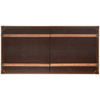 Table basse Malle de voyage en Cognac / Marron / Noir / Crème / Beige avec couvercle coulissant, casier à vin et roulettes