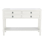 Console 4 tiroirs à détails sculptés – Blanc / Gris mastic / Noir / Gris vieilli – 42 po