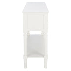 Console 4 tiroirs à détails sculptés – Blanc / Gris mastic / Noir / Gris vieilli – 42 po