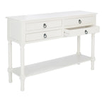 Console 4 tiroirs à détails sculptés – Blanc / Gris mastic / Noir / Gris vieilli – 42 po
