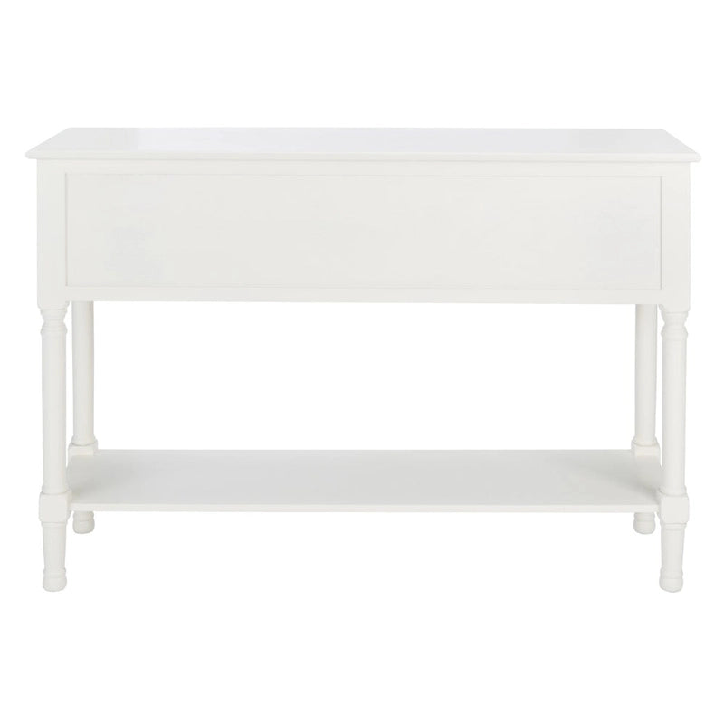 Console 4 tiroirs à détails sculptés – Blanc / Gris mastic / Noir / Gris vieilli – 42 po