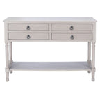 Console 4 tiroirs à détails sculptés – Blanc / Gris mastic / Noir / Gris vieilli – 42 po