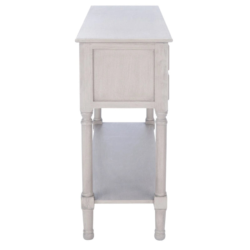 Console 4 tiroirs à détails sculptés – Blanc / Gris mastic / Noir / Gris vieilli – 42 po