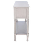 Console 4 tiroirs à détails sculptés – Blanc / Gris mastic / Noir / Gris vieilli – 42 po
