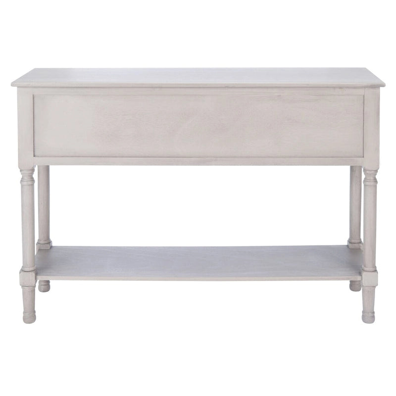 Console 4 tiroirs à détails sculptés – Blanc / Gris mastic / Noir / Gris vieilli – 42 po