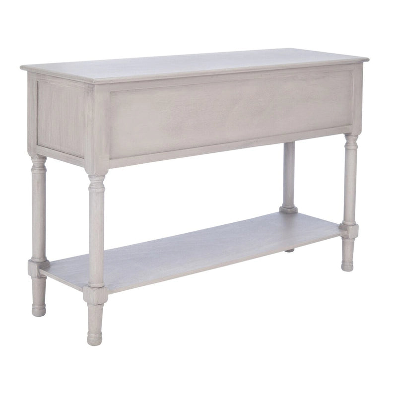 Console 4 tiroirs à détails sculptés – Blanc / Gris mastic / Noir / Gris vieilli – 42 po